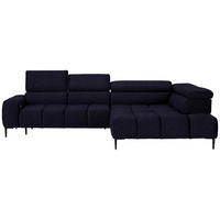 ECKSOFA Schwarz Samt, Webstoff  - Schwarz, Design, Textil/Metall (300/216cm) - Welnova
