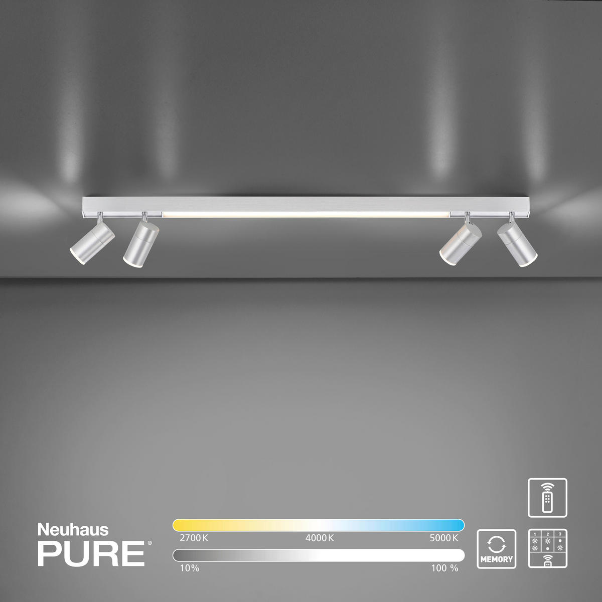 PLAFONIERĂ CU LED - Design, plastic/metal (120/19/5cm)