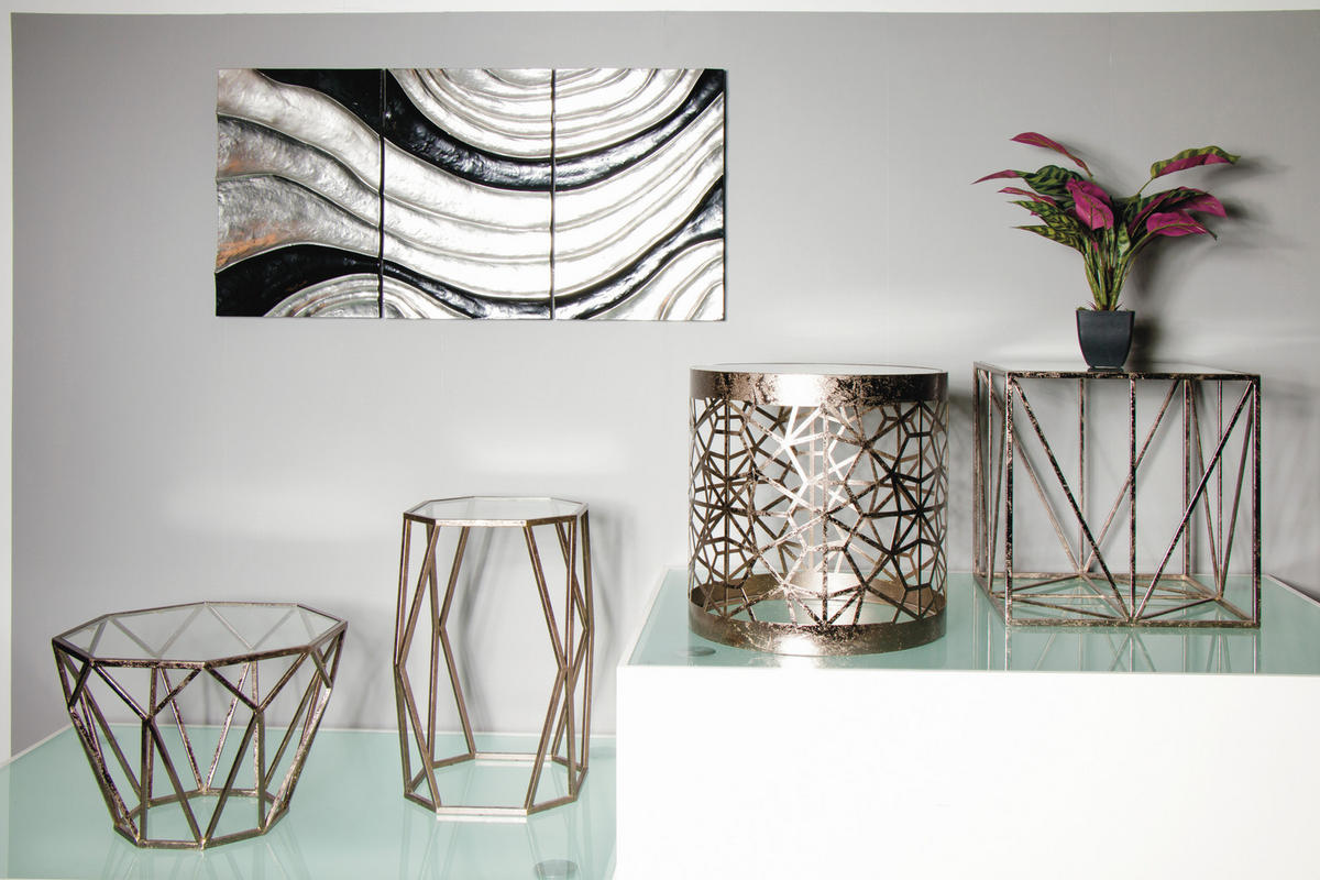 ODKLÁDACÍ STOLEK, bronzová - bronzová, Design, kov/sklo (37/37/50cm) - Ambia Home