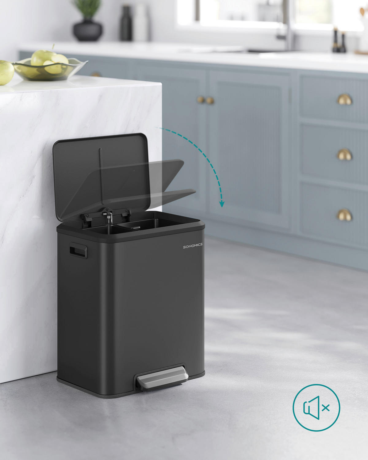 ABFALLSAMMLER 30 L  - Schwarz/Grau, Basics, Kunststoff/Metall (41,7/49,4/33,2cm)