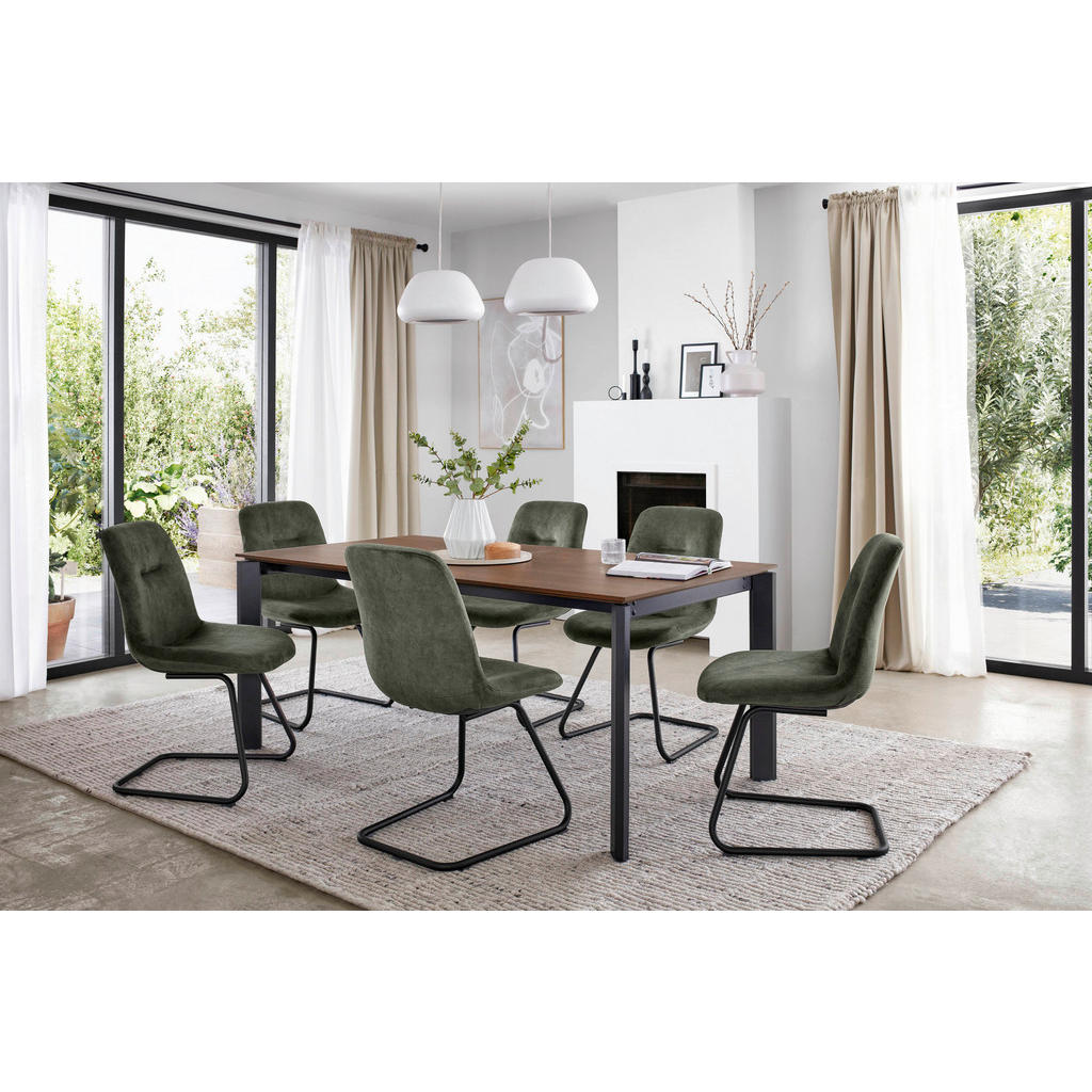 Thumbnail - Celina Home Stuhl Swing, Schwarz, Waldgrün, Metall, Textil, Kufe, C-Form, 51x89x61 cm, Stoffauswahl, Esszimmer, Stühle, ...