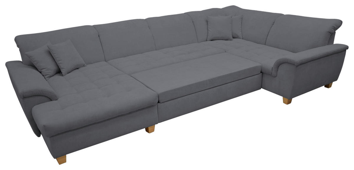 WOHNLANDSCHAFT Dunkelgrau Mikrofaser  - Eichefarben/Dunkelgrau, KONVENTIONELL, Holz/Textil (170/352/214cm) - MID.YOU