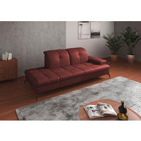 RÉCAMIERE Rotbraun Kombination Echtleder/Stoff Vliesstoff  - Rotbraun/Schwarz, KONVENTIONELL, Leder/Textil (231/90/122cm) - Sit & More