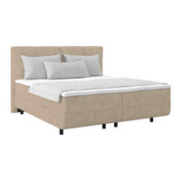 POLSTERBETT 160/200 cm,  in Beige, Bettkasten, Topper, H3 = fest  - Beige/Schwarz, MODERN, Kunststoff/Textil (160/200cm) - Livetastic