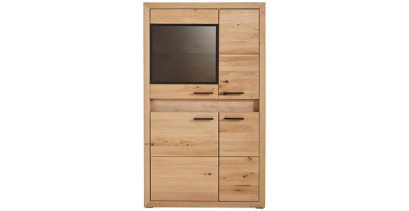 HIGHBOARD Asteiche furniert, massiv Beleuchtung, Einlegeböden  - Schwarz, KONVENTIONELL, Glas/Holz (95/163,6/41cm) - Cantus