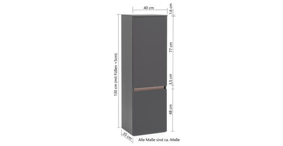 MIDISCHRANK 40/130/35 cm  - Eiche Wotan/Grau, Natur, Holzwerkstoff (40/130/35cm) - Xora