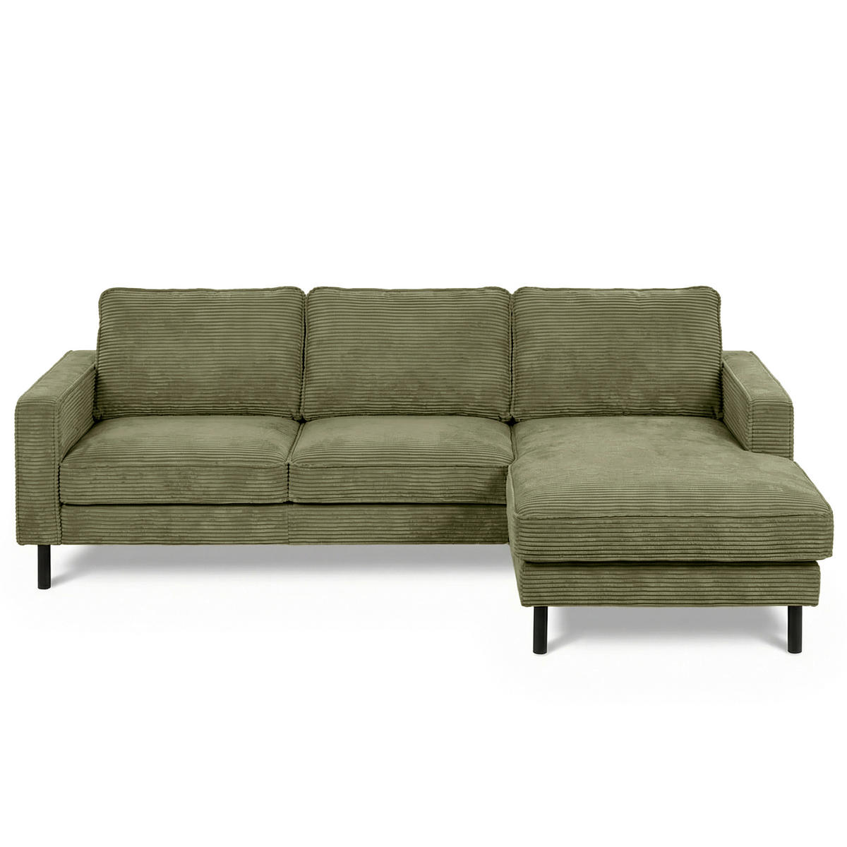 ECKSOFA Cord Olivgrün  - Schwarz/Olivgrün, Design, Textil/Metall (238/166cm) - Livetastic
