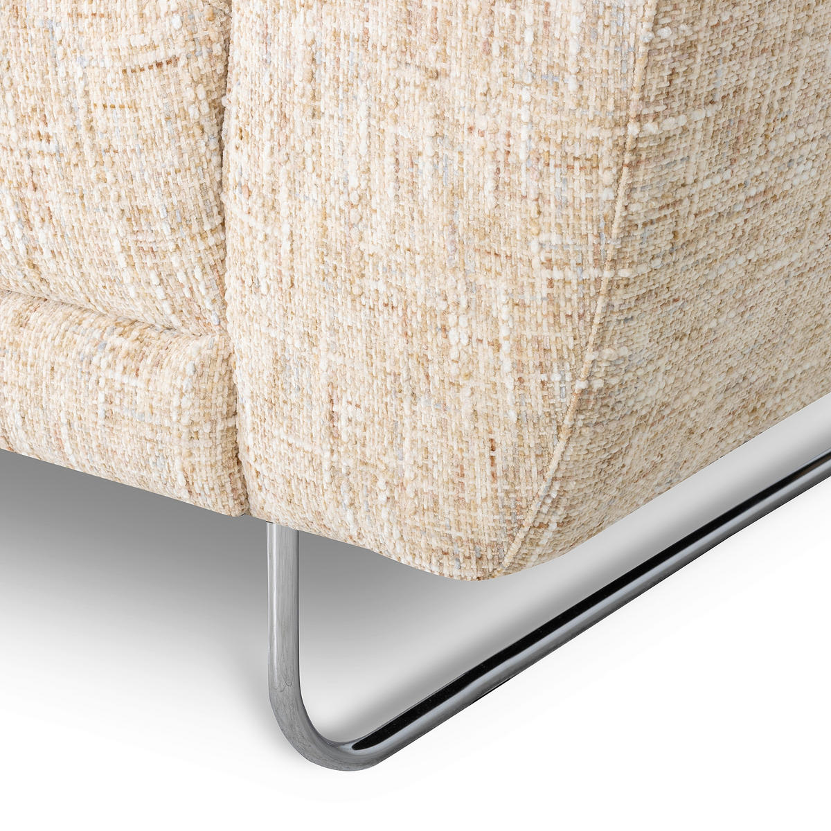 ECKSOFA 250/273 cm SPRING in Webstoff Beige Zierkissen  250/273 cm  - Chromfarben/Beige, Design, Textil/Metall (250/273cm) - Livetastic