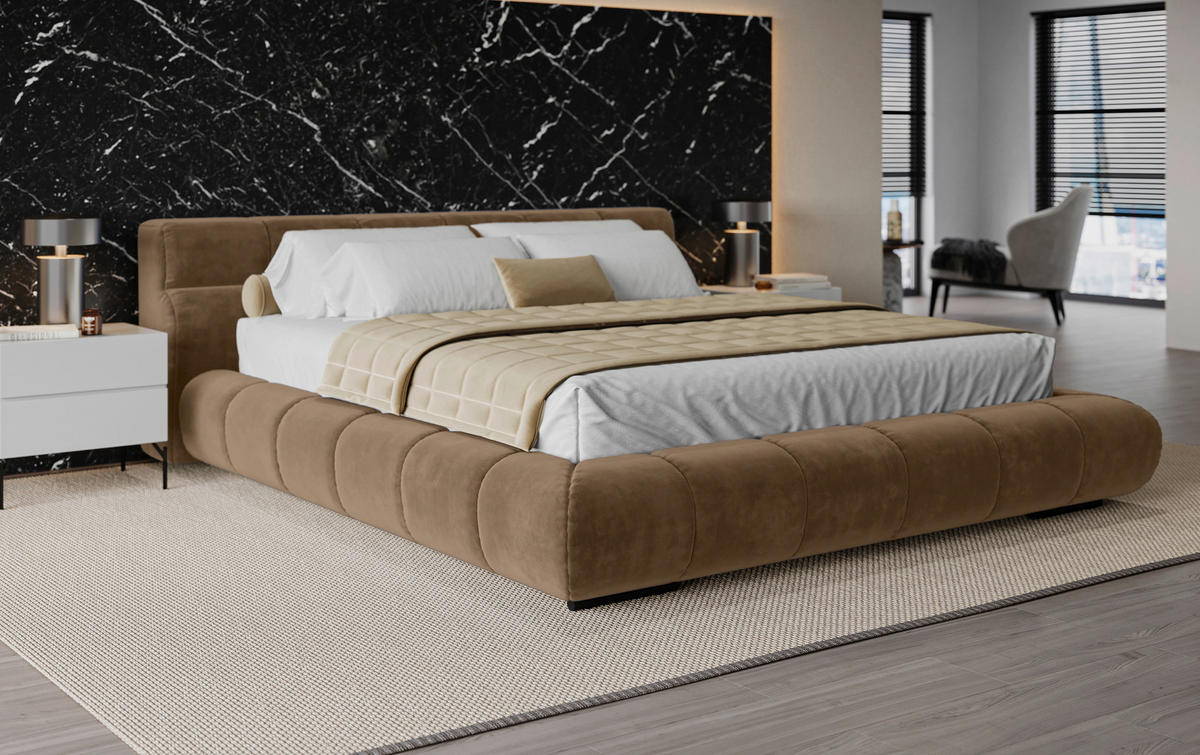 POLSTERBETT 200/200 cm,  in Schlammfarben,  - Schlammfarben/Schwarz, Design, Textil/Metall (200/200cm) - Belluti