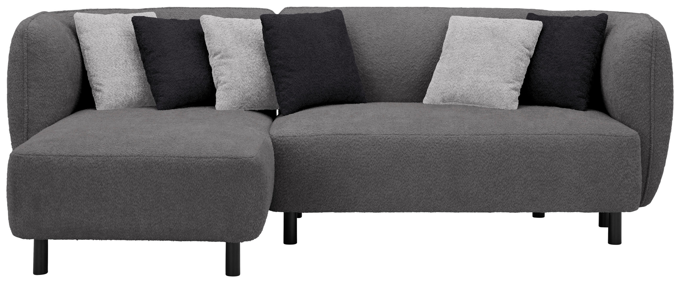 ECKSOFA in Chenille Grau  - Beige/Hellgrau, Design, Holz/Textil (148/236cm) - Lomoco