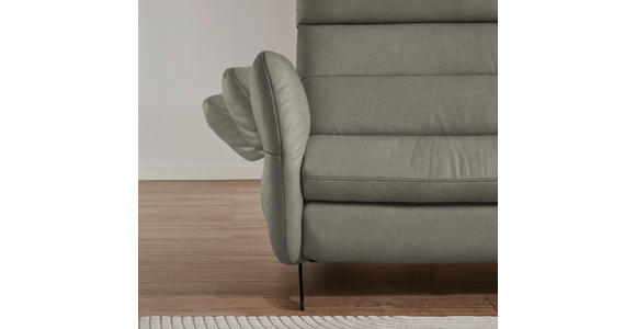ECKSOFA in Echtleder Hellgrau  300/157 cm  - Hellgrau/Schwarz, Design, Leder/Metall (300/157cm) - Dieter Knoll