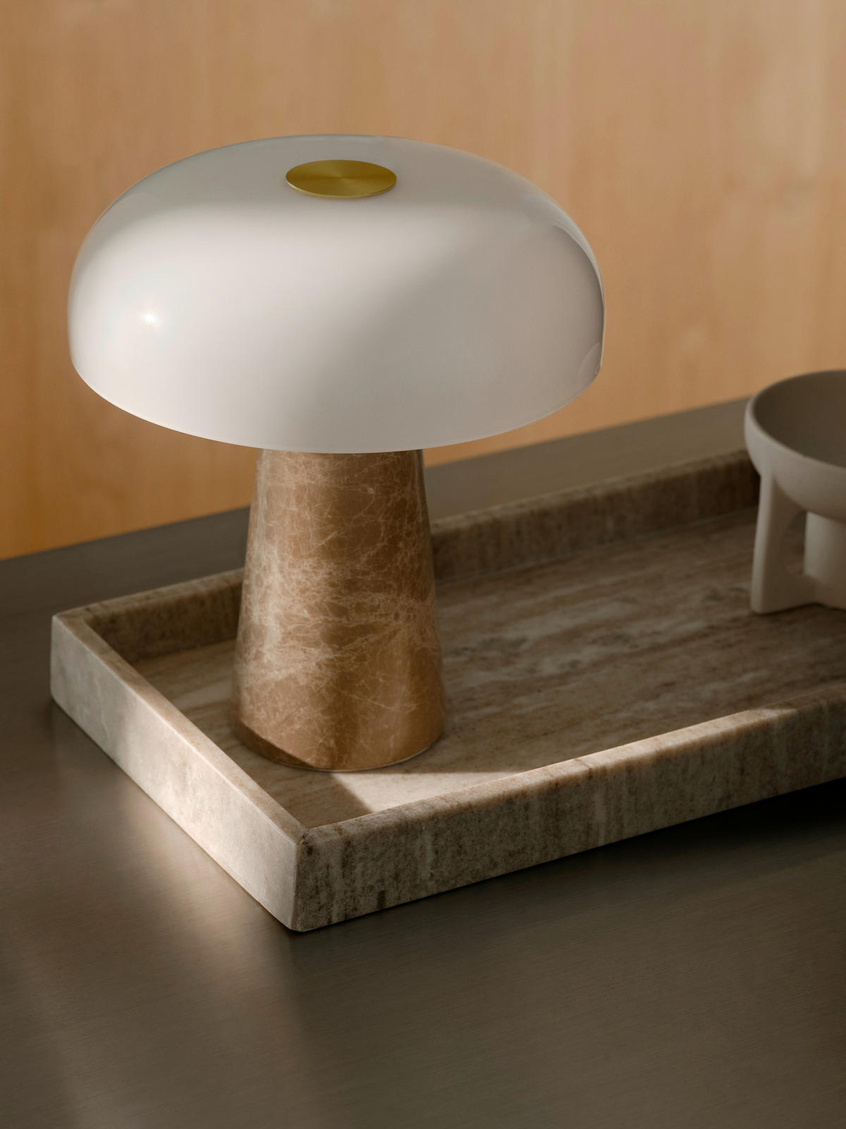 TISCHLEUCHTE 22,3/24,3 cm   - Beige/Weiß, Trend, Glas/Stein (22,3/24,3cm) - Nordlux