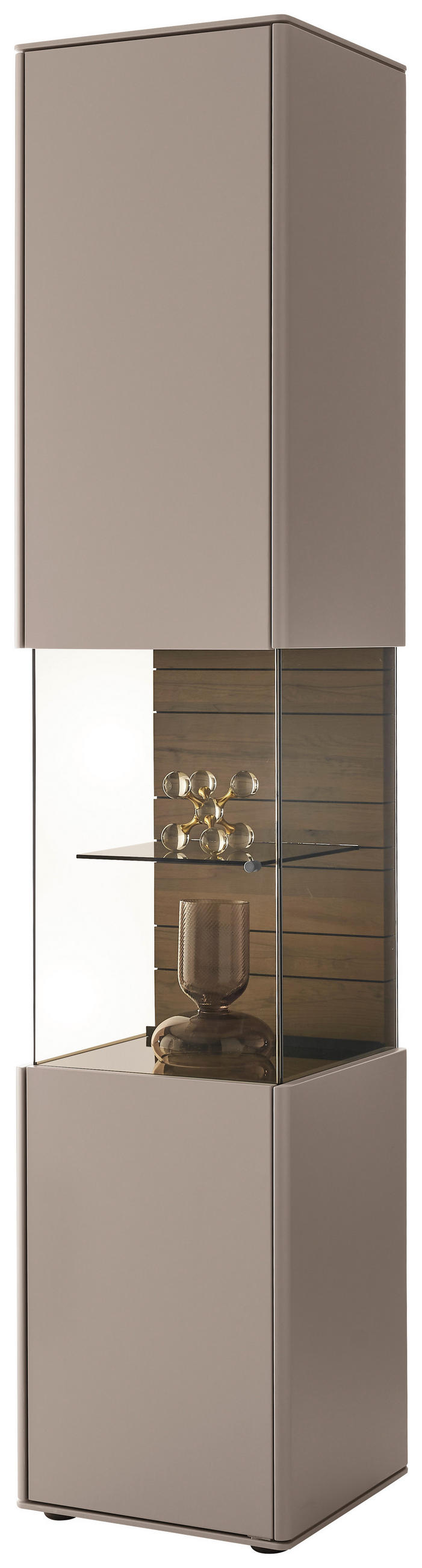 VITRINE Buchefarben, Sandfarben  43/206/43 cm  - Sandfarben/Buchefarben, Design, Glas/Holz (43/206/43cm) - Johann Jakob
