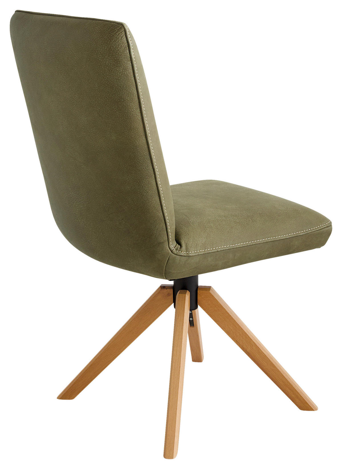 STUHL Echtleder Olivgrün Wildeiche vollmassiv  - Wildeiche/Beige, Design, Leder/Holz (47/95/67cm) - Koinor