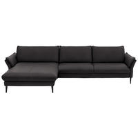 ECKSOFA in Echtleder Dunkelbraun  - Dunkelbraun/Schwarz, Design, Leder/Metall (172/334cm) - Hukla