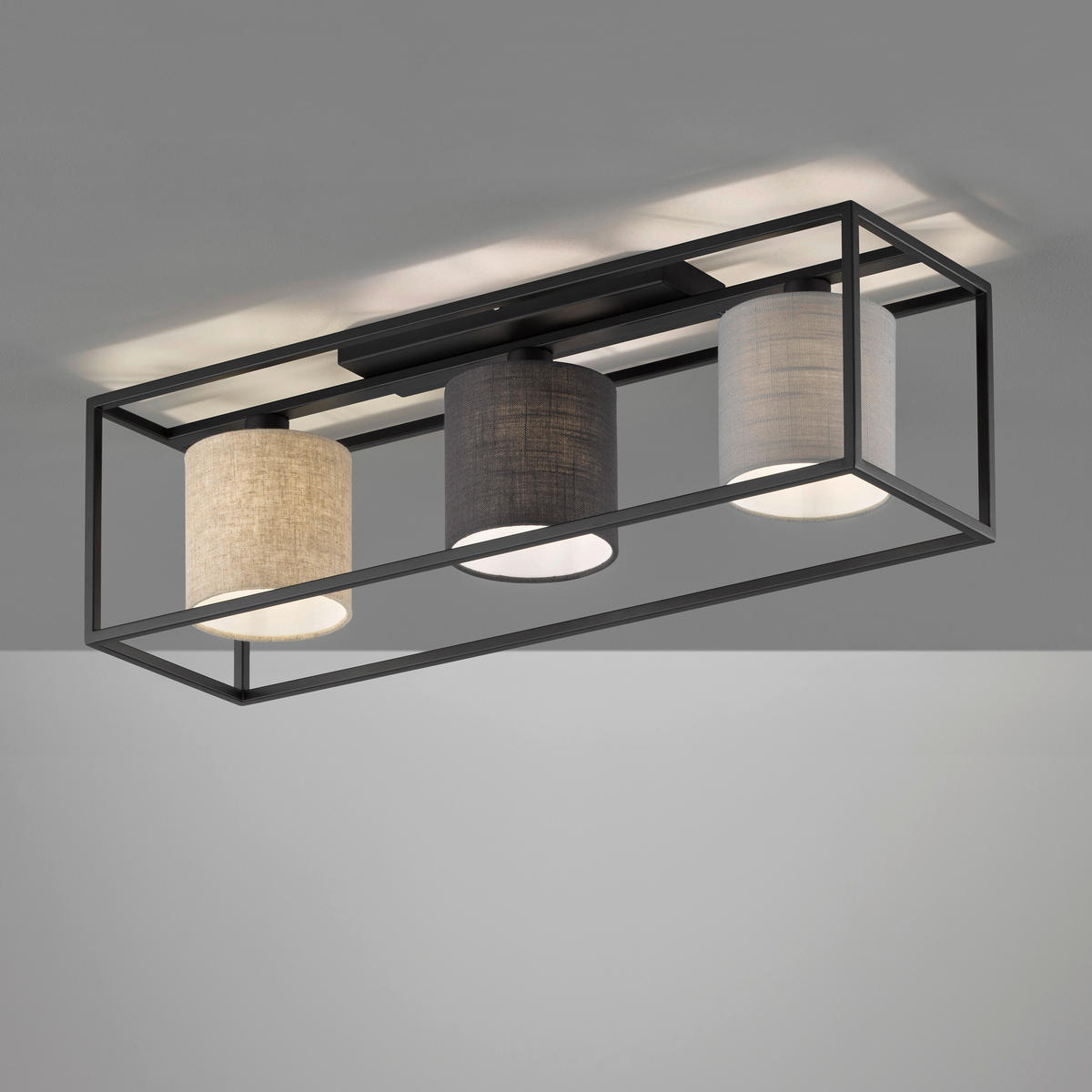 DECKENLEUCHTE Isko 70/20/25 cm   - Sandfarben/Hellgrau, Design, Textil/Metall (70/20/25cm) - Fischer & Honsel