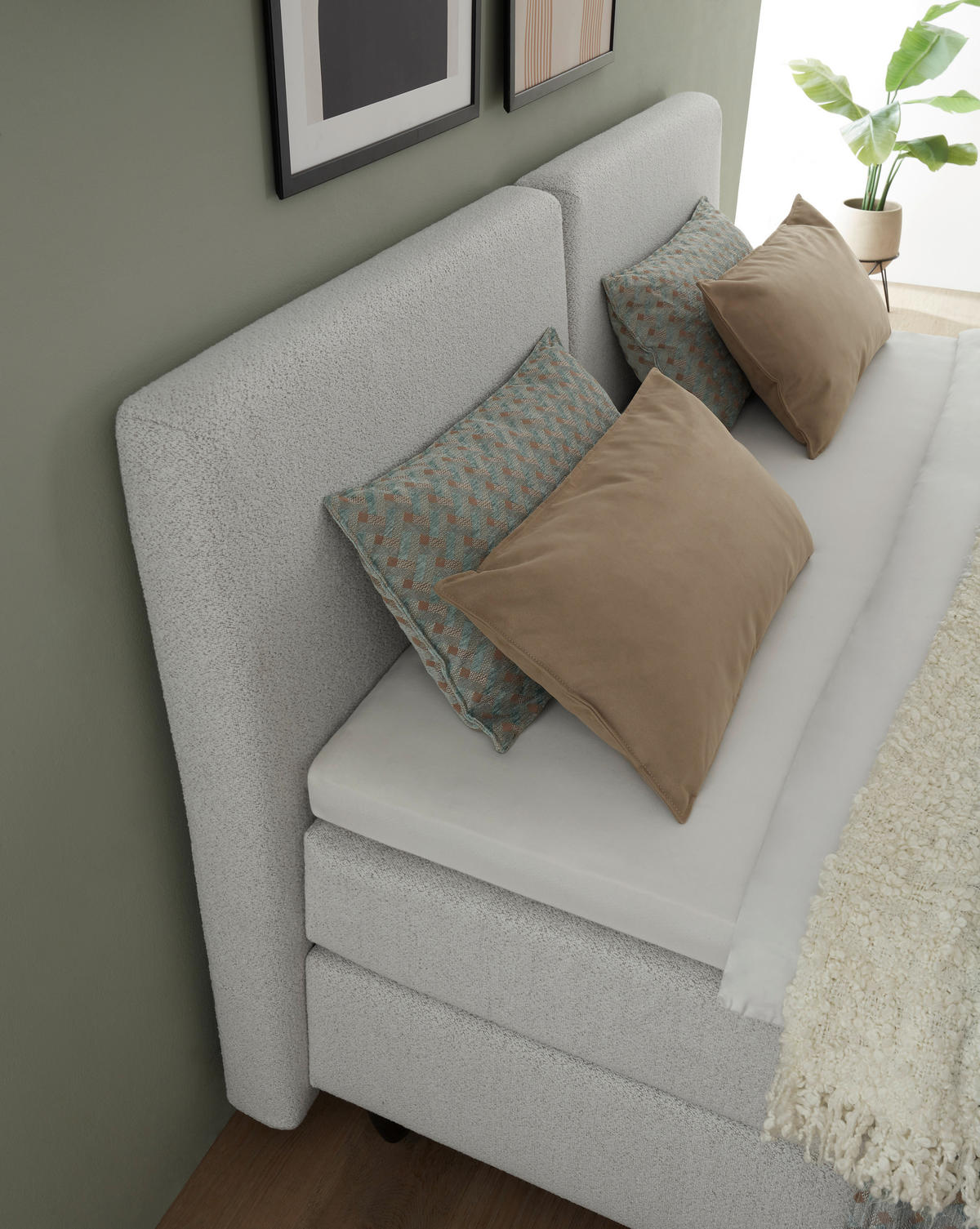 BOXSPRINGBETT 180/200 cm  in Creme, Hellgrau  - Creme/Hellgrau, Design, Holzwerkstoff/Kunststoff (180/200cm) - RUF Betten