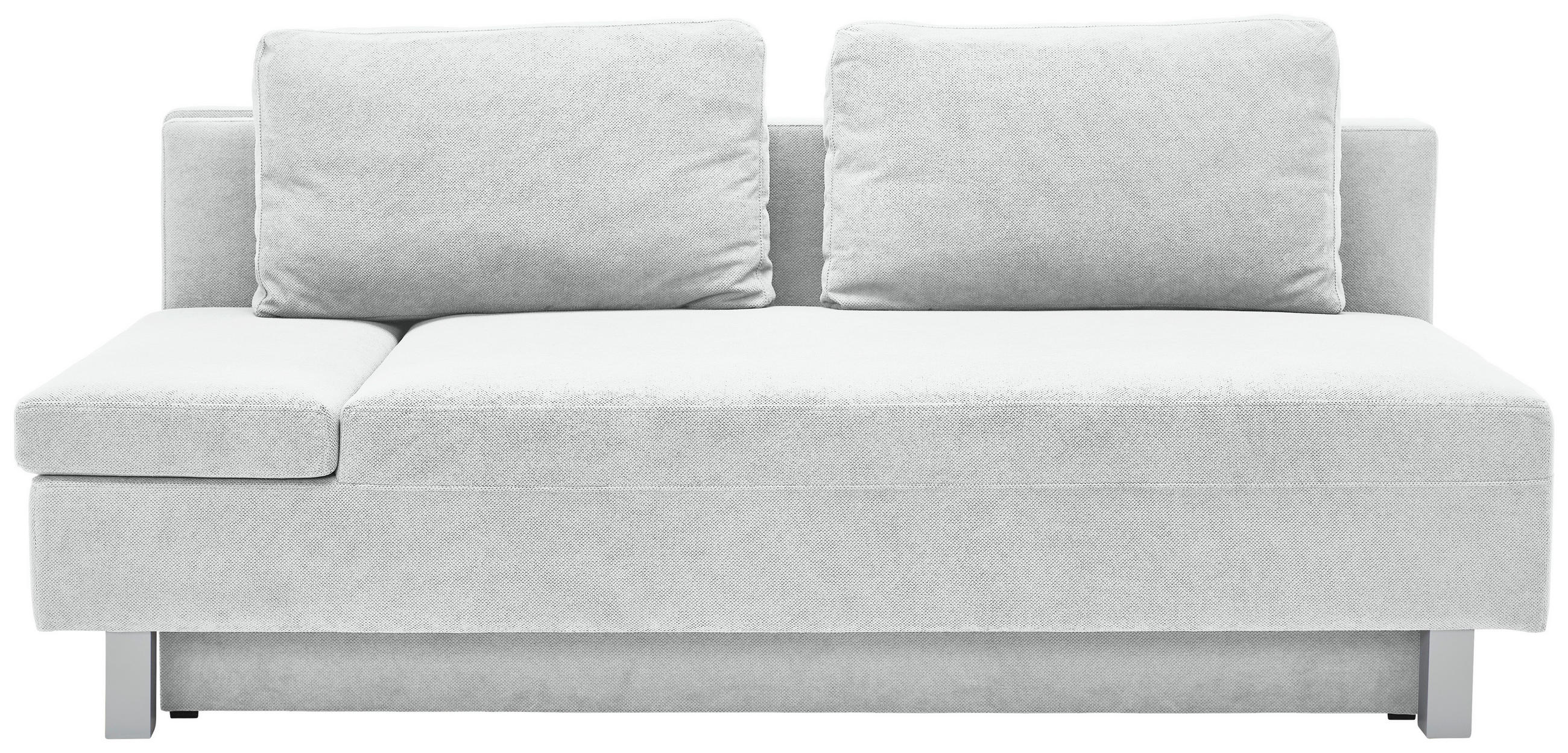 SCHLAFSOFA  mit Stoffauswahl, Schlafen auf Sitzhöhe, Armteil links Flachgewebe Creme  - Chromfarben/Creme, Design, Holz/Textil (205/77-93/99cm) - Novel