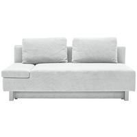 SCHLAFSOFA  mit Stoffauswahl, Schlafen auf Sitzhöhe, Armteil links Flachgewebe Creme  - Chromfarben/Creme, Design, Holz/Textil (205/77-93/99cm) - Novel