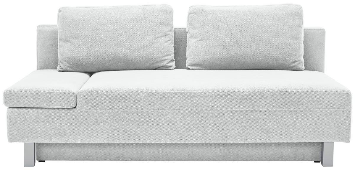SCHLAFSOFA  mit Stoffauswahl, Schlafen auf Sitzhöhe, Armteil links Flachgewebe Creme  - Chromfarben/Creme, Design, Holz/Textil (205/77-93/99cm) - Novel