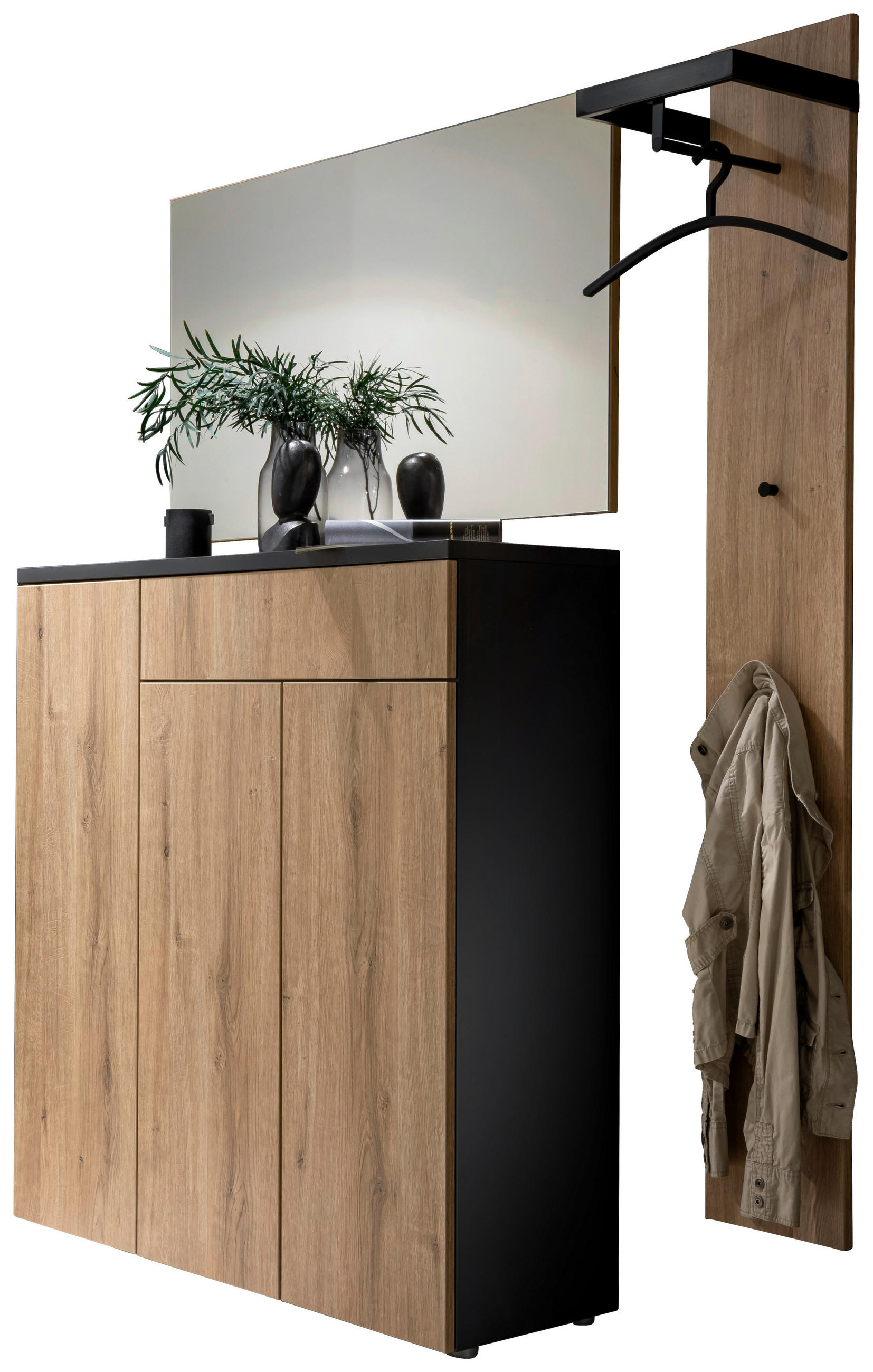GARDEROBE 3-teilig  in 160/200/39 cm  - Eichefarben/Anthrazit, Design, Holzwerkstoff (160/200/39cm) - Moderano