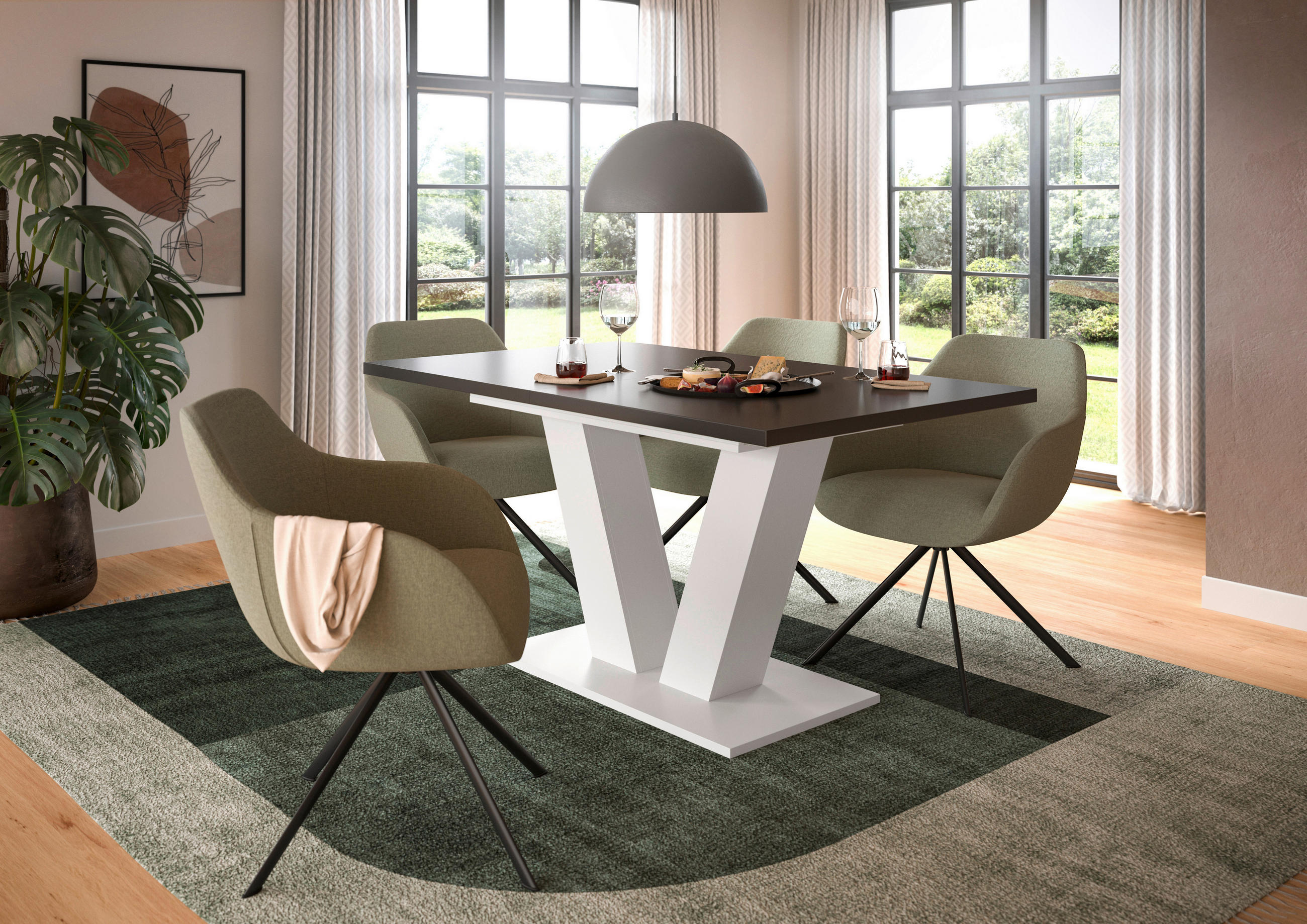 AUSZIEHTISCH Grau rechteckig  ausziehbar  - Weiß/Grau, Trend, Holzwerkstoff (150-190/76/90cm)