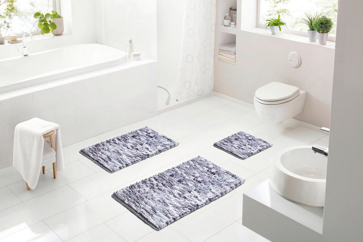 BADEMATTE Grau, Türkis 60/100 cm  - Türkis/Grau, KONVENTIONELL, Kunststoff/Textil (60/100cm) - Grund