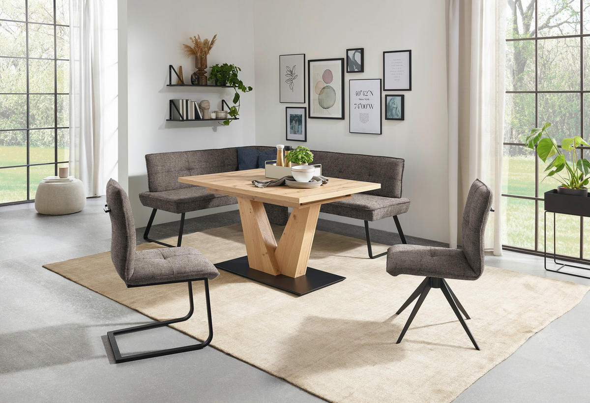 ECKBANK 134/192 cm Flachgewebe Schwarz, Hellbraun Metall   - Hellbraun/Schwarz, Design, Textil/Metall (134/192cm) - Dieter Knoll