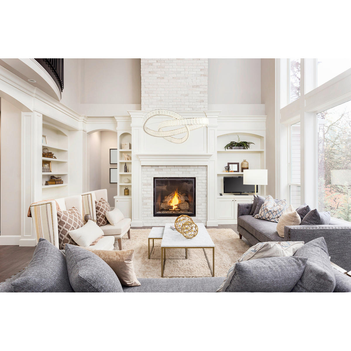 ZÁVESNÉ LED SVIETIDLO, 120/78 cm  - priehľadné/číra, Trend, kov/plast (120/78cm)