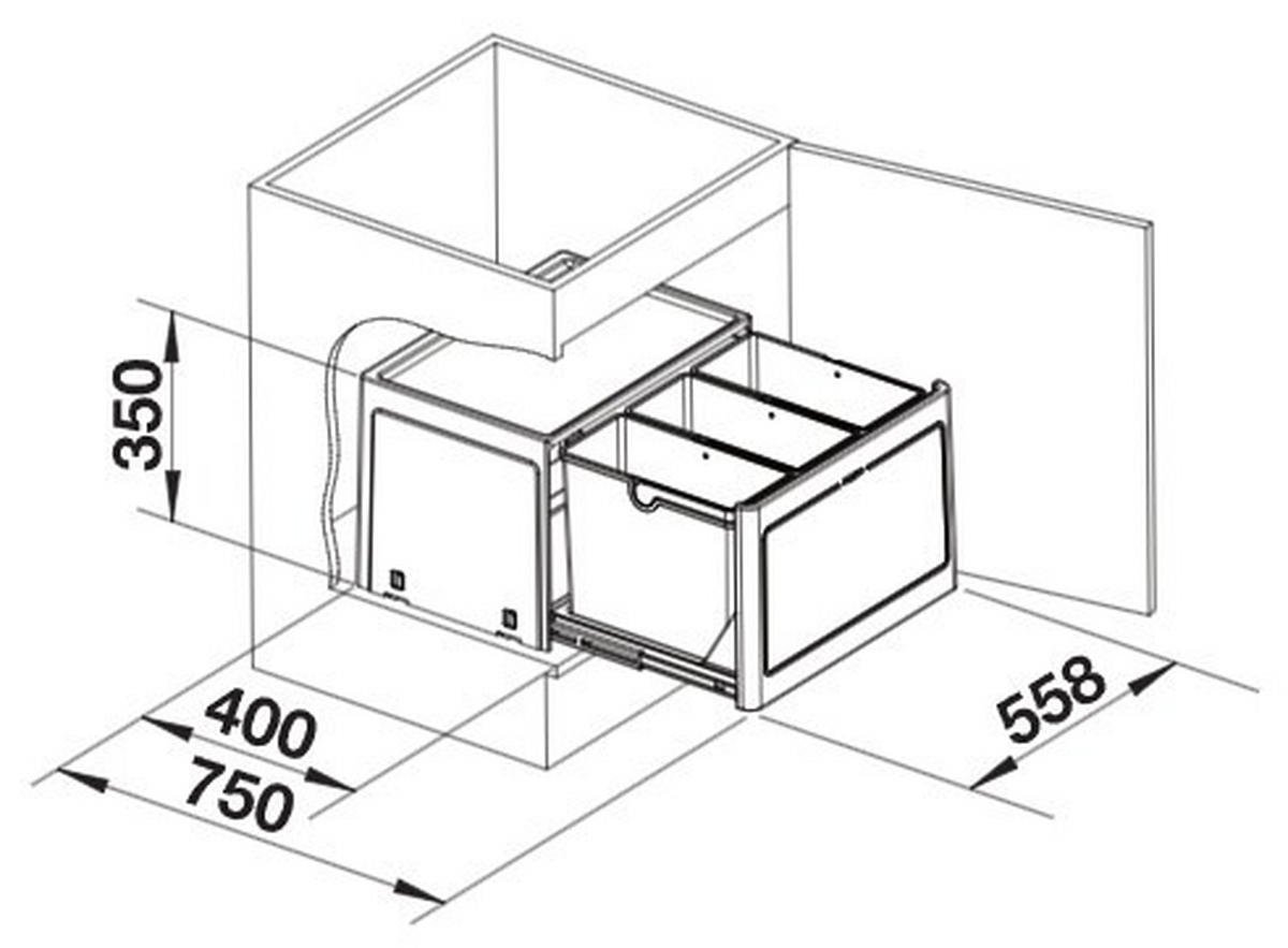EINBAUABFALLSAMMLER 32 L  - Edelstahlfarben/Anthrazit, Basics, Kunststoff/Metall (51,2/37,1/40cm) - Blanco