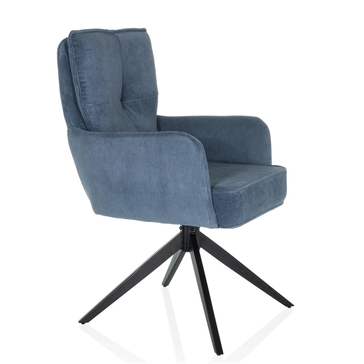 ARMLEHNSTUHL  in Cord  - Blau/Schwarz, MODERN, Textil/Metall (58/94/60cm) - MID.YOU