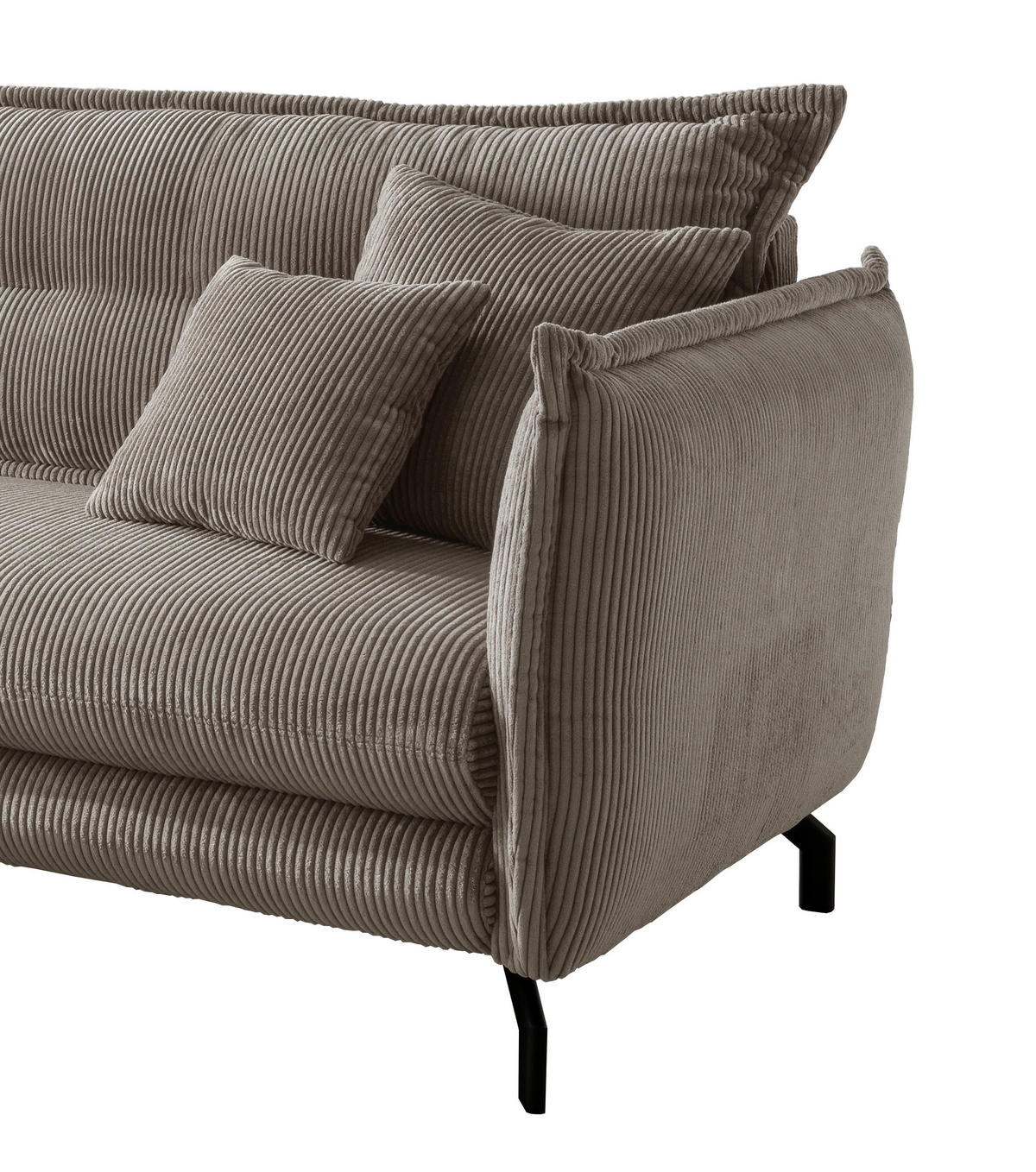 ECKSOFA Graubraun Cord  - Graubraun/Schwarz, MODERN, Textil/Metall (180/255cm) - Livetastic