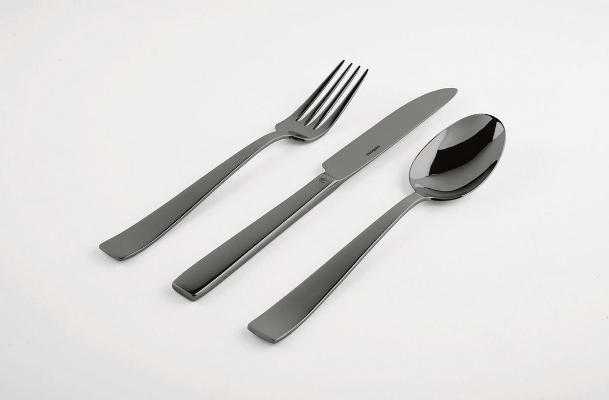 BESTECKSET Flat Mirror Black 30-teilig Edelstahl  - Schwarz, Basics, Metall - Sambonet