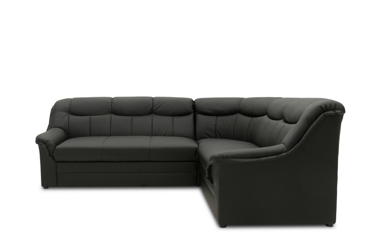 ECKSCHLAFSOFA  BERLIN FK Schwarz Lederlook  - Schwarz, KONVENTIONELL, Kunststoff/Textil (244/205/89cm) - MID.YOU