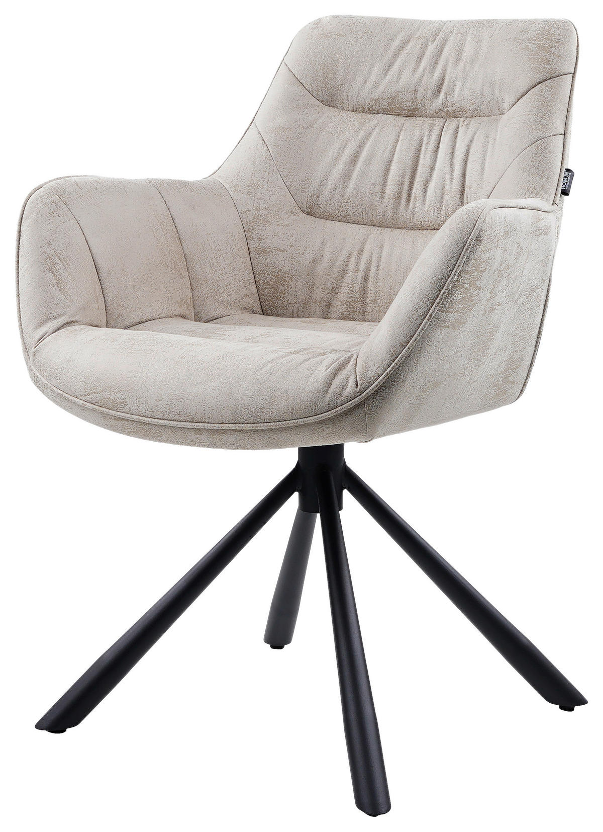 ARMLEHNSTUHL  in Eisen Struktur  - Beige/Schwarz, Design, Textil/Metall (62/83,5/63cm) - Hom`in