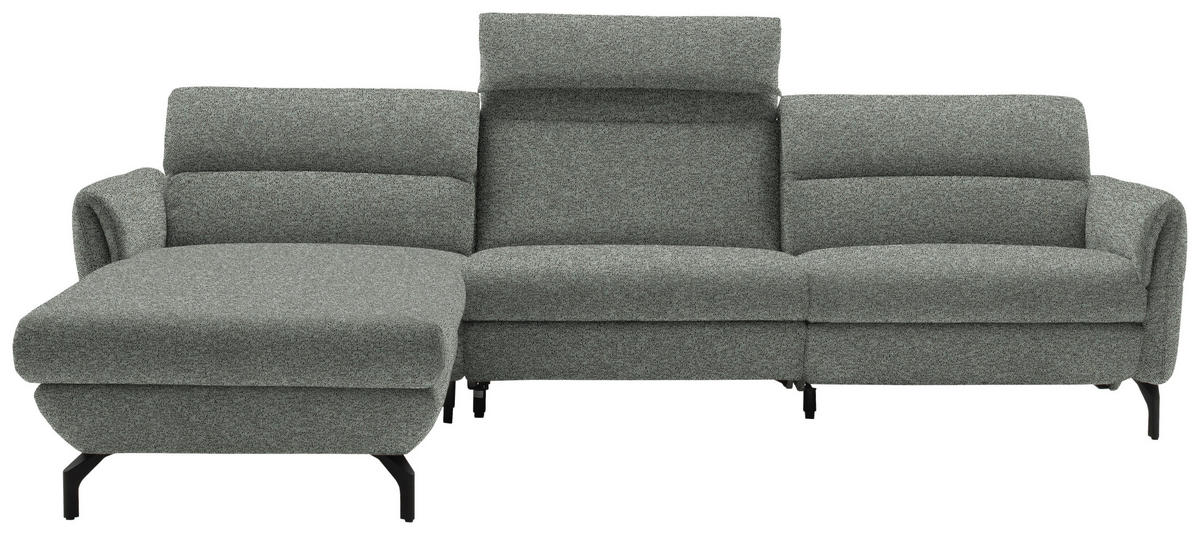 ECKSOFA in Chenille Graublau  187/299 cm  - Graublau/Schwarz, Design, Textil/Metall (187/299cm) - Schöner Wohnen