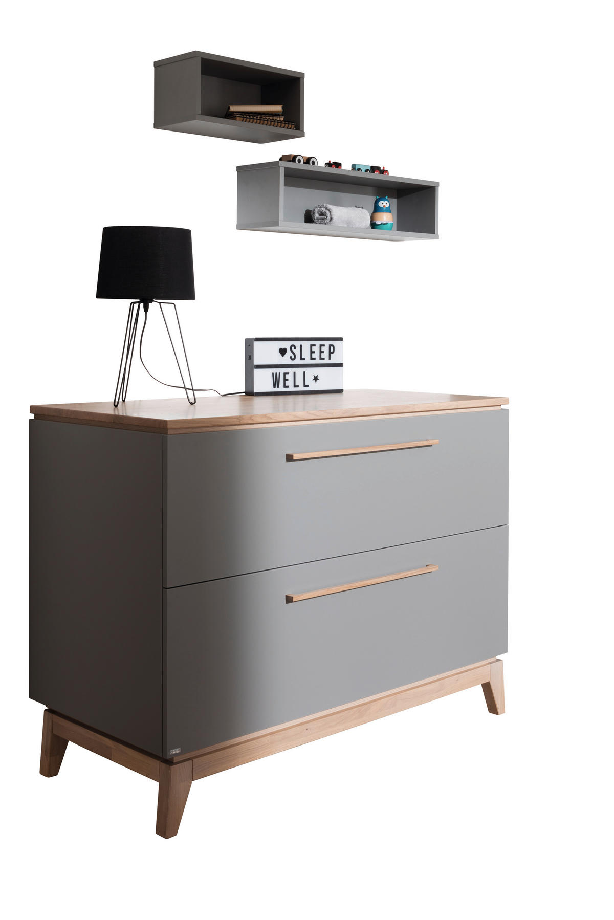 SIDEBOARD 123,3/92,1/57,2 cm  in Grau, Eichefarben  - Eichefarben/Grau, Design, Holz/Holzwerkstoff (123,3/92,1/57,2cm) - Paidi