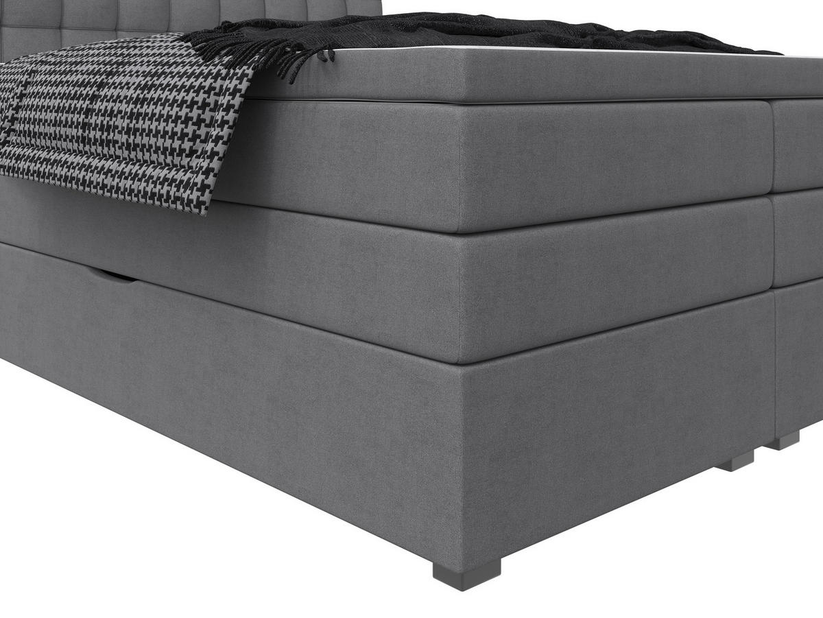BOXSPRINGBETT 200/200 cm,  in Grau, Bettkasten, Topper, Matratzen, H3 = fest  - Schwarz/Grau, KONVENTIONELL, Kunststoff/Textil (200/200cm) - Boxxx