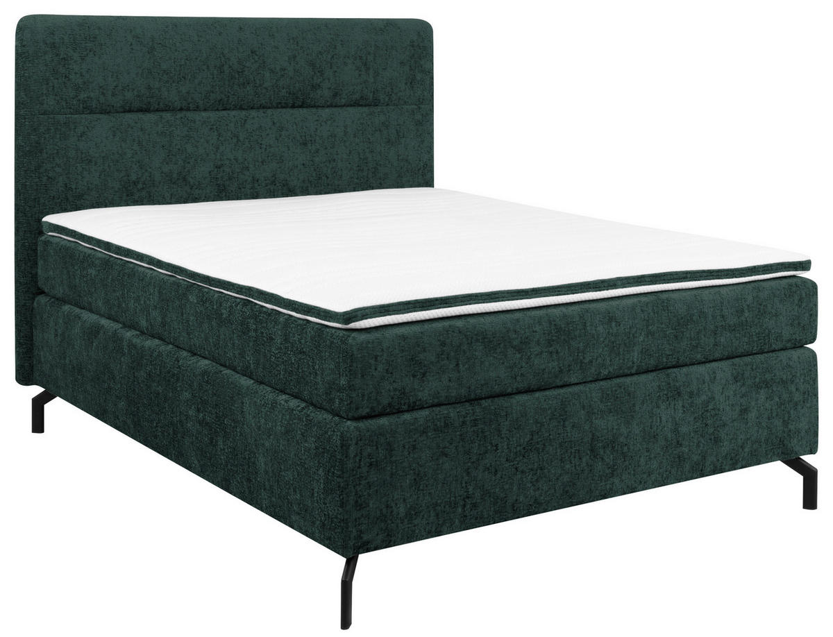 BOXSPRINGBETT 140/200 cm  in Dunkelgrün  - Dunkelgrün/Schwarz, Design, Textil/Metall (140/200cm) - Esposa