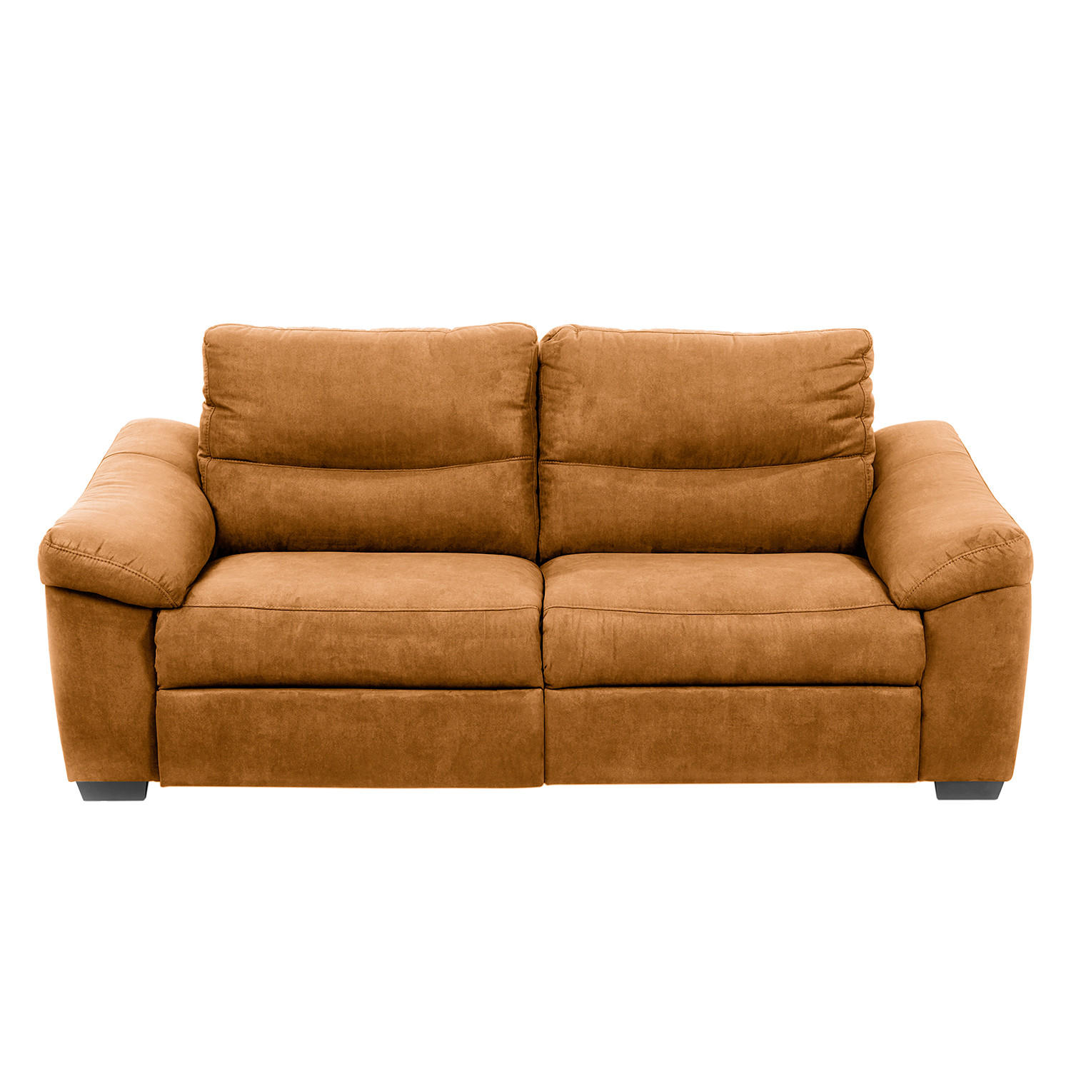 2,5-SITZER HAMPTON in Flachgewebe Cognac Landhaus  - Cognac/Schwarz, Design, Holz/Textil (214/97/97cm) - Livetastic