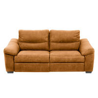 2,5-SITZER HAMPTON in Flachgewebe Cognac Landhaus  - Cognac/Schwarz, Design, Holz/Textil (214/97/97cm) - Livetastic