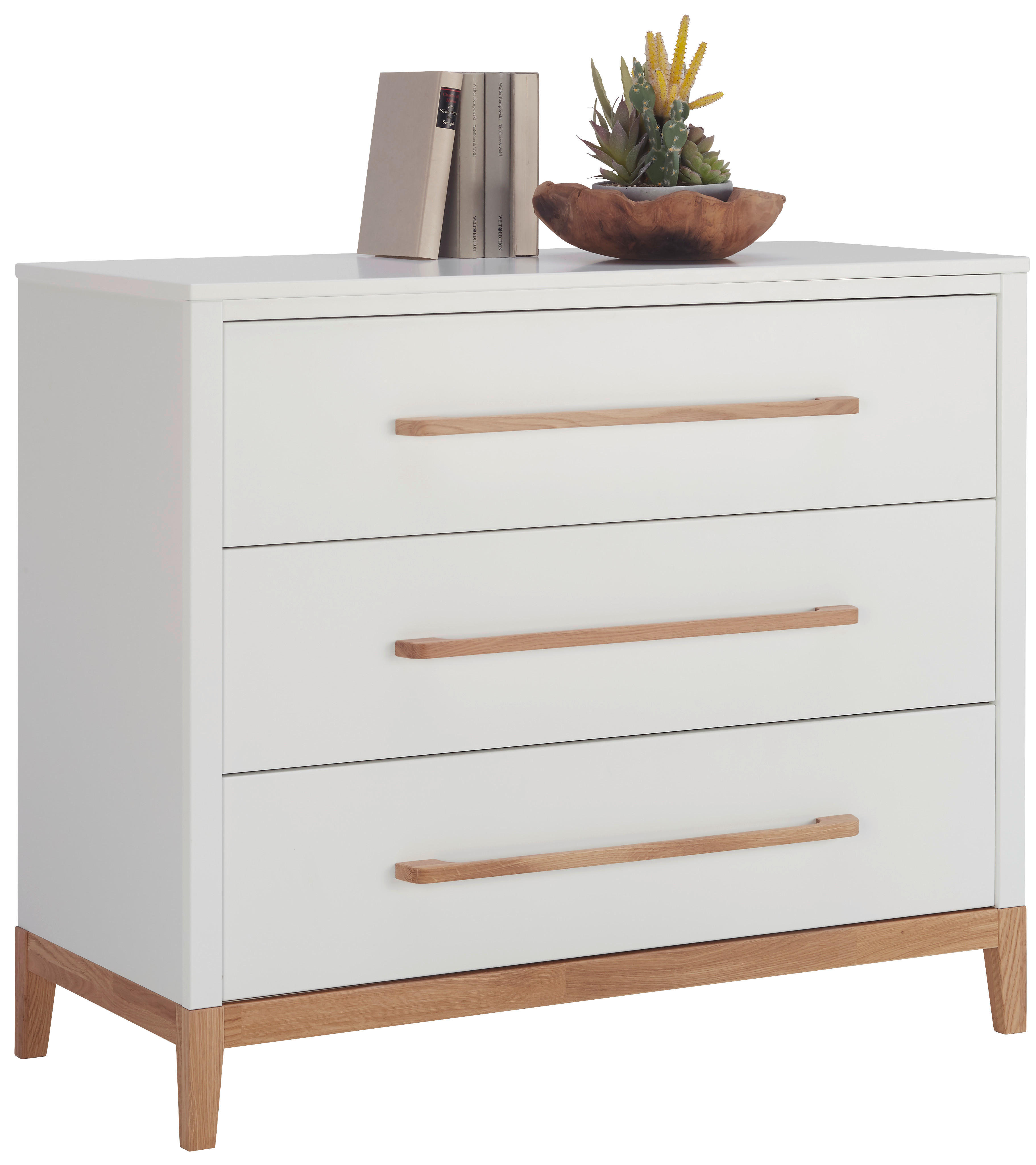 KOMMODE Eiche massiv Weiß, Eichefarben - Eichefarben/Weiß, LIFESTYLE, Holz (110/92/47cm) - Ben'n'jen