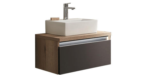 WASCHTISCHKOMBI 60 cm - Eichefarben/Weiß, LIFESTYLE, Keramik/Holzwerkstoff (60cm) - Dieter Knoll