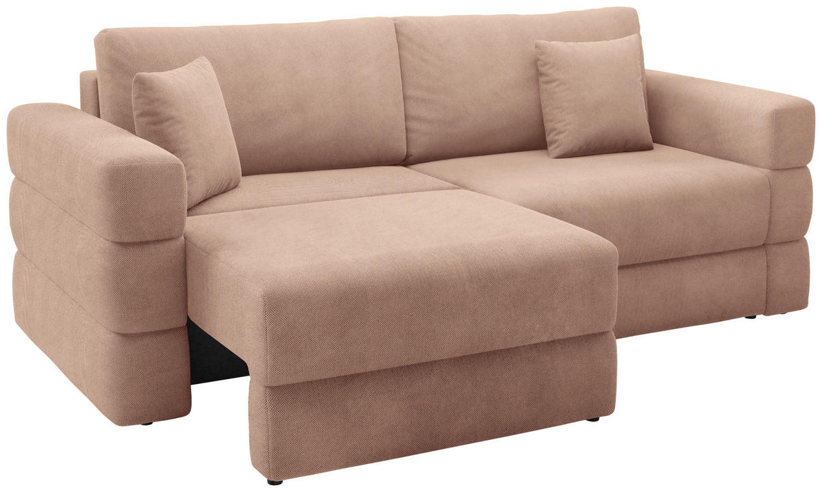 SCHLAFSOFA TERAZZO in Webstoff Rosa  - Schwarz/Rosa, Design, Kunststoff/Textil (254/93/167cm) - Livetastic