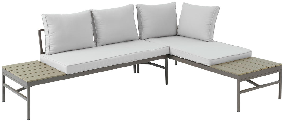 LOUNGEGARNITUR  215/154,5 cm  Stahl  - Braun/Grau, MODERN, Kunststoff/Textil (215/154,5cm) - Luca Bessoni