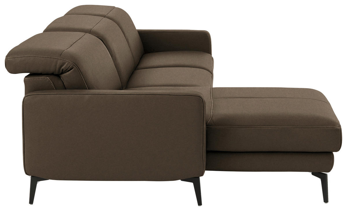 ECKSOFA  Echtleder Braun  - Schwarz/Braun, Design, Leder/Metall (179/323cm) - Dieter Knoll