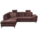 ECKSOFA Aubergine Velours  - Aubergine/Schwarz, KONVENTIONELL, Kunststoff/Textil (218/275cm) - Carryhome