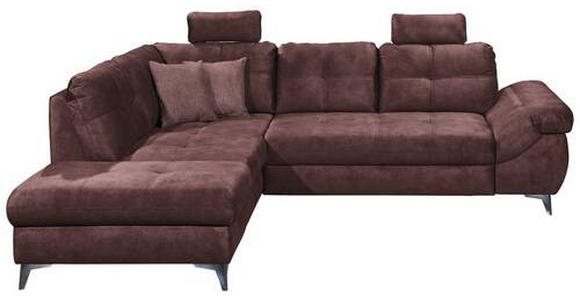 ECKSOFA Aubergine Velours  - Aubergine/Schwarz, KONVENTIONELL, Kunststoff/Textil (218/275cm) - Carryhome