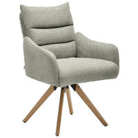 ARMLEHNSTUHL  in Jacquard  - Taupe/Eichefarben, Design, Holz/Textil (62/86/68cm) - Welnova