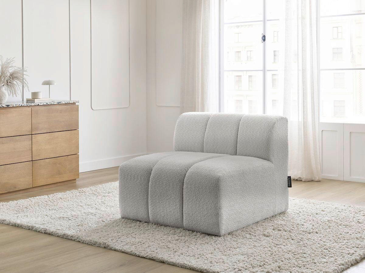 SOFAELEMENT ANNECY Bouclé Hellgrau  - Hellgrau/Schwarz, MODERN, Kunststoff/Textil (91/72/91cm)